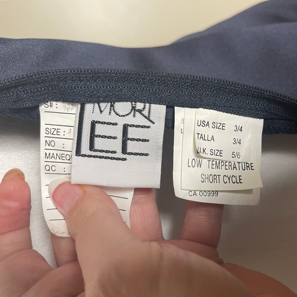 Mori Lee Satin Navy Bridesmaid Prom Dress Size 3/4 - Picture 3 of 8